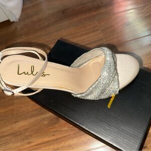 Lulu's Glittering Silver and Cream Heels